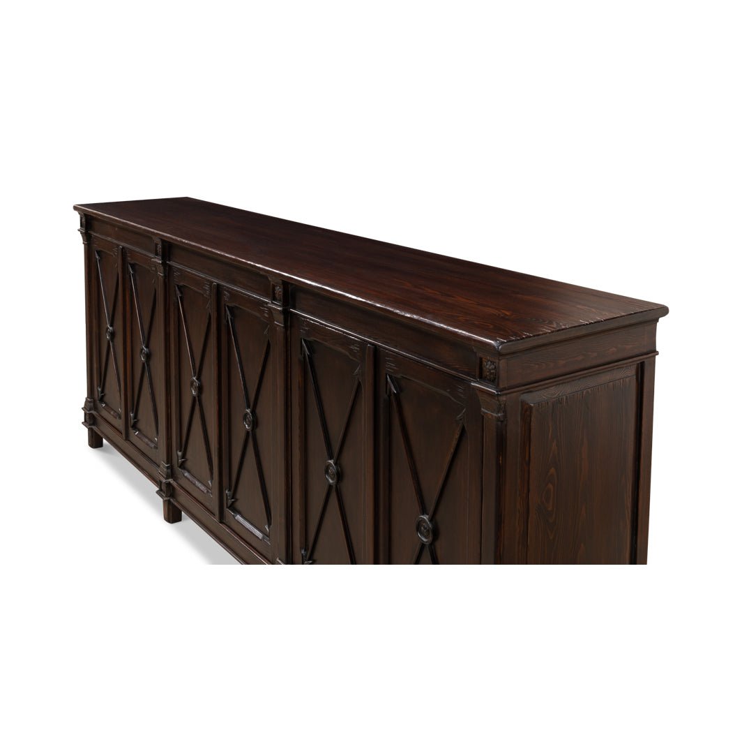 Long Directoire Style Dark Brown Buffet - English Georgian America