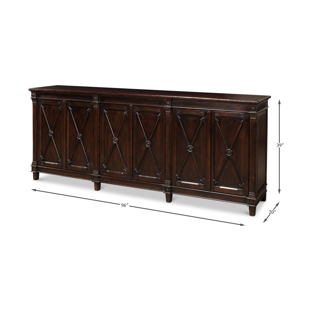 Long Directoire Style Dark Brown Buffet - English Georgian America