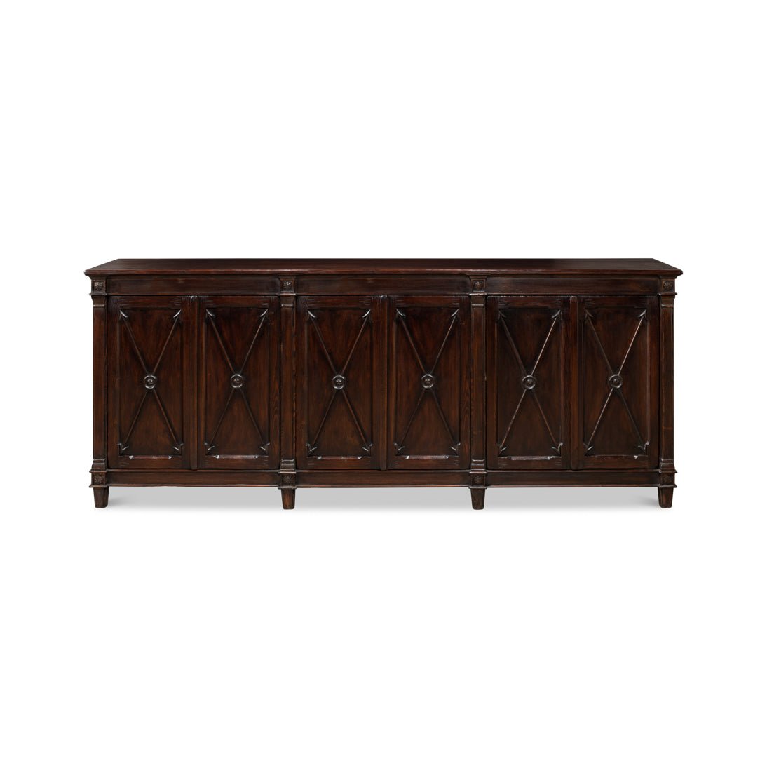 Long Directoire Style Dark Brown Buffet - English Georgian America