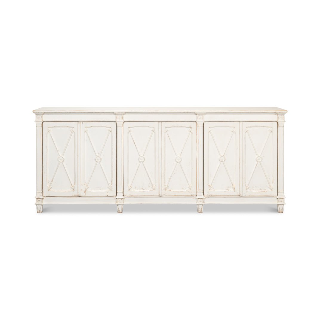 Long Directoire Style White Buffet - English Georgian America