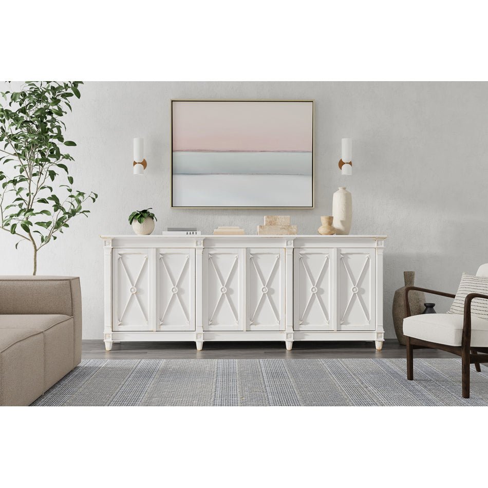 Long Directoire Style White Buffet - English Georgian America