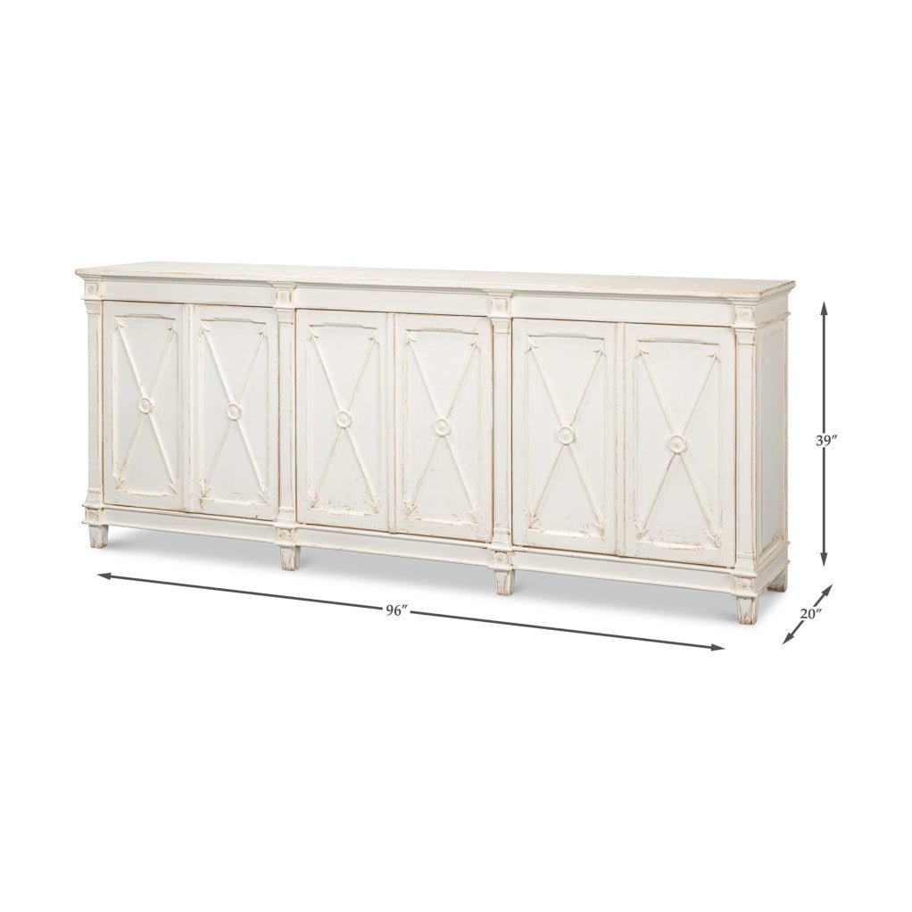 Long Directoire Style White Buffet - English Georgian America