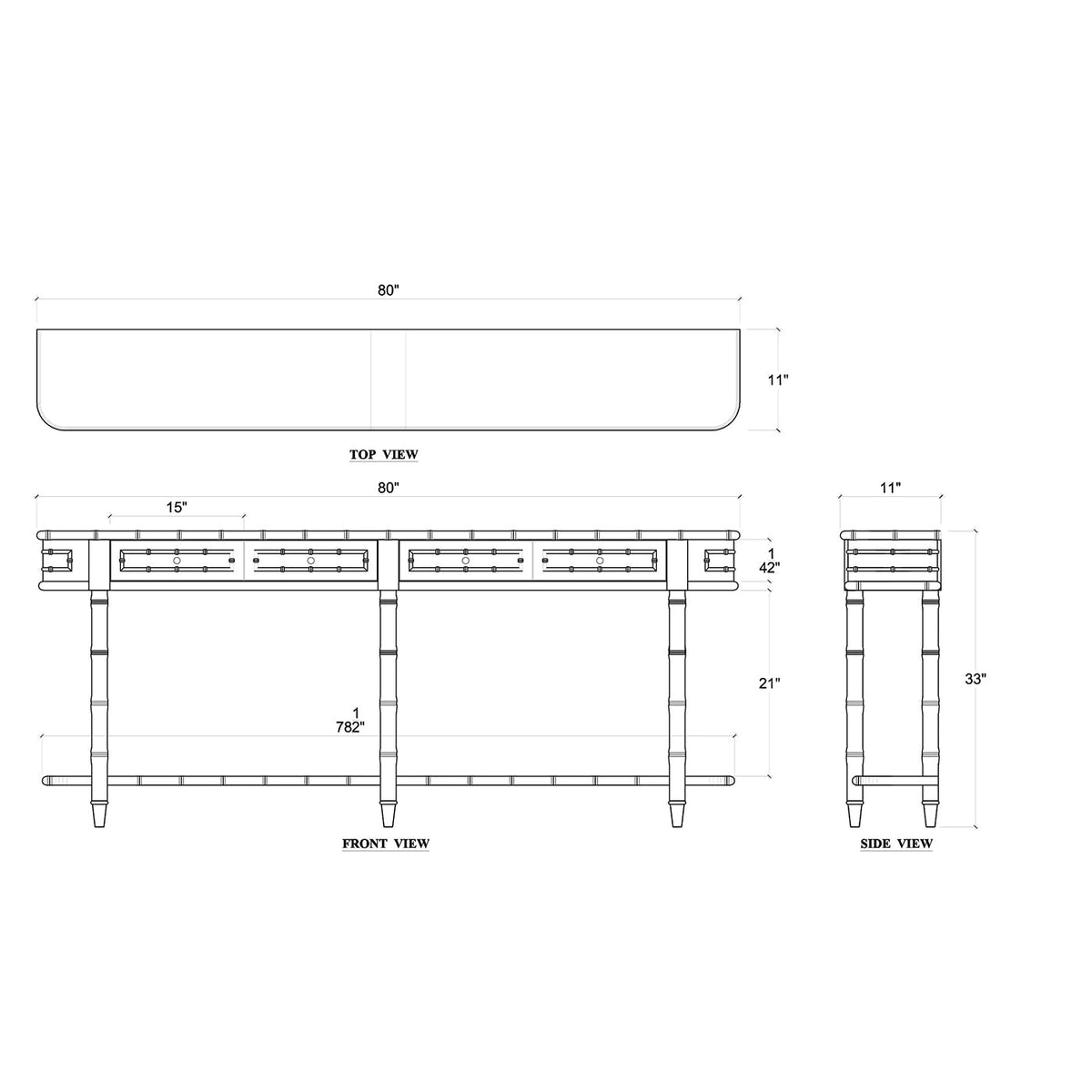 Long Faux Bamboo Console Table - English Georgian America