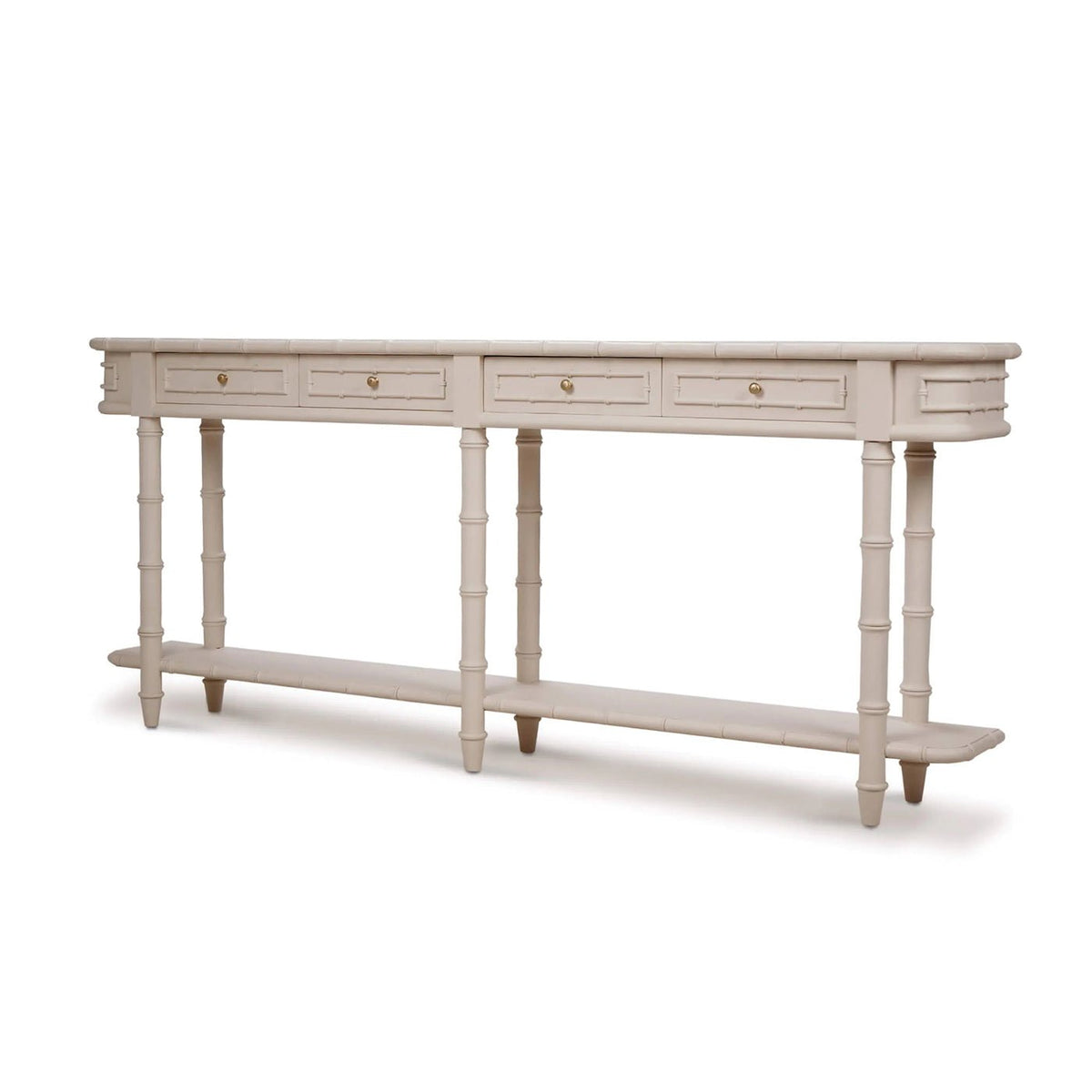 Long Faux Bamboo Console Table - English Georgian America