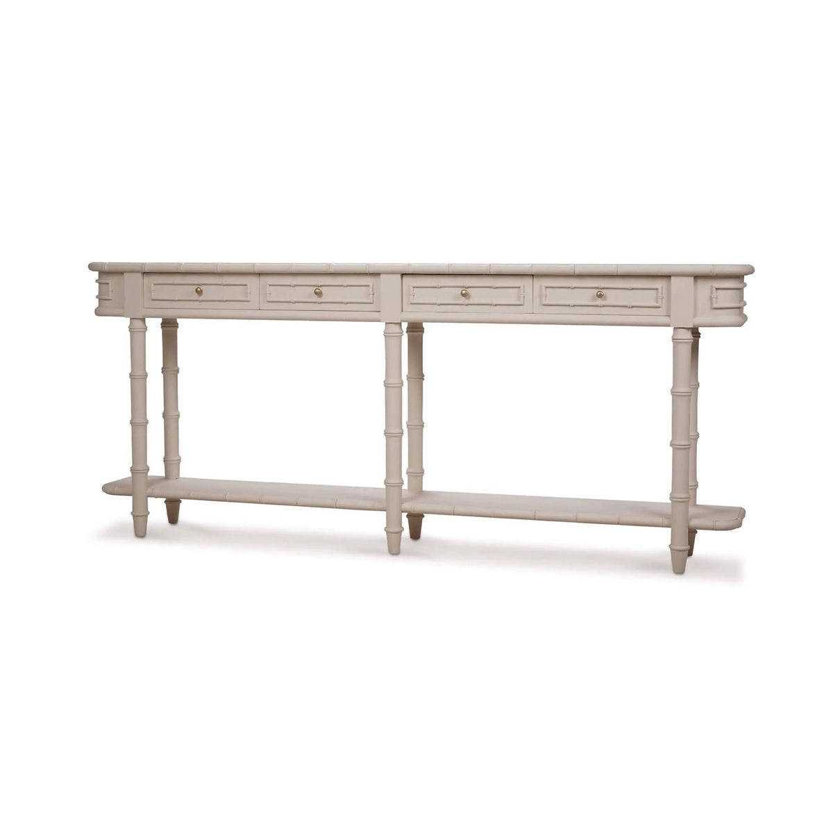 Long Faux Bamboo Console Table - English Georgian America