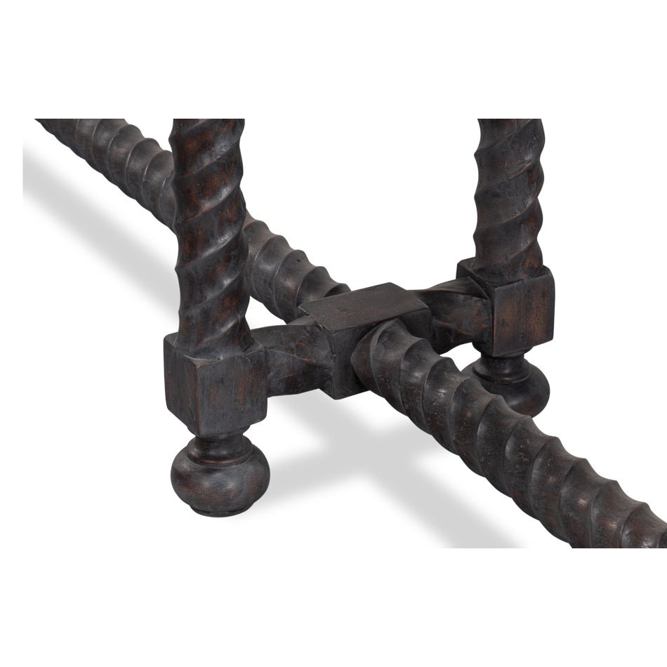 Long Marble Top Console with Barley Twist Base - English Georgian America