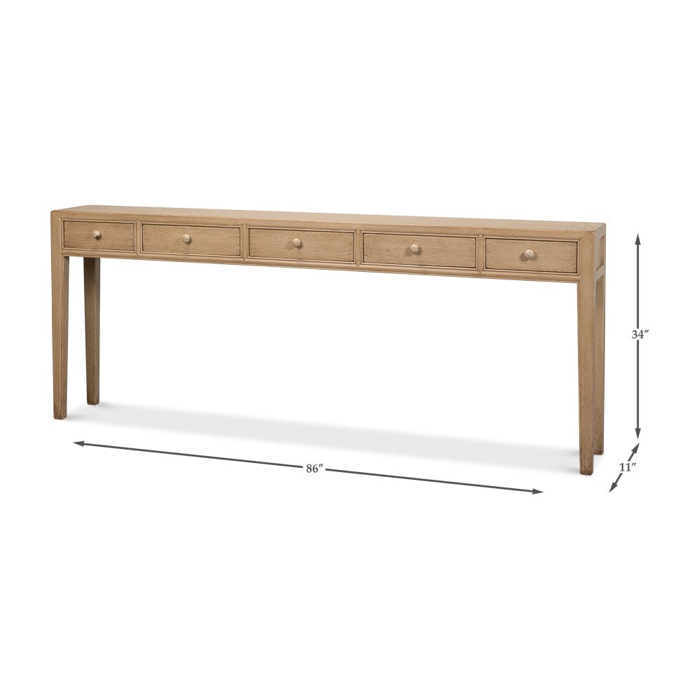 Long Narrow Console Table with Drawers - English Georgian America