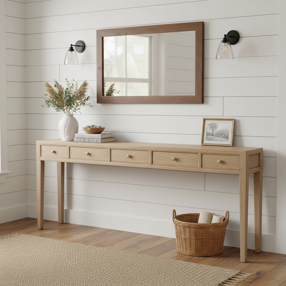 Long Narrow Console Table with Drawers - English Georgian America