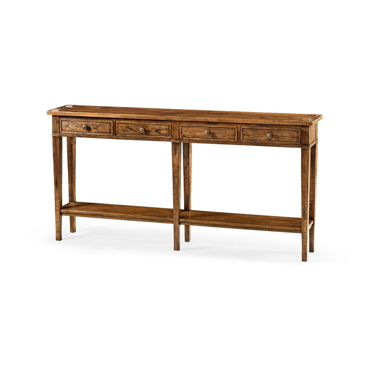 Long Narrow Country Console - Walnut Finish - English Georgian America