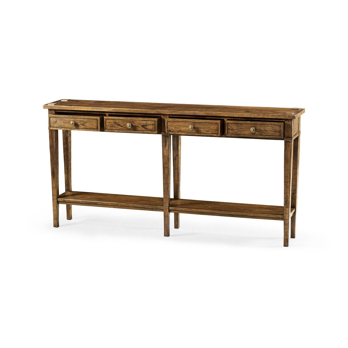 Long Narrow Country Console - Walnut Finish - English Georgian America