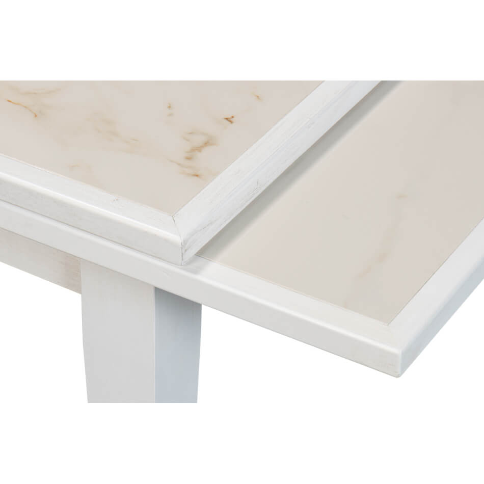 Long White Italian Draw Leaf Table - English Georgian America