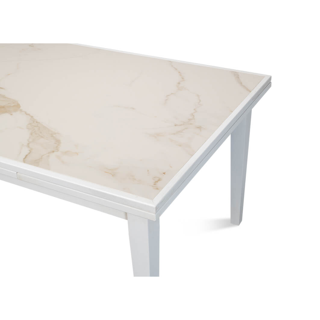 Long White Italian Draw Leaf Table - English Georgian America