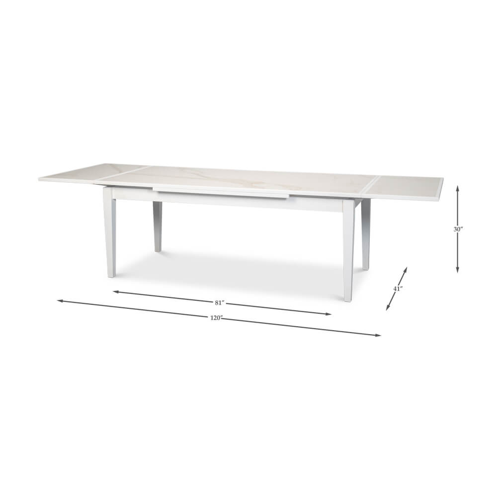 Long White Italian Draw Leaf Table - English Georgian America