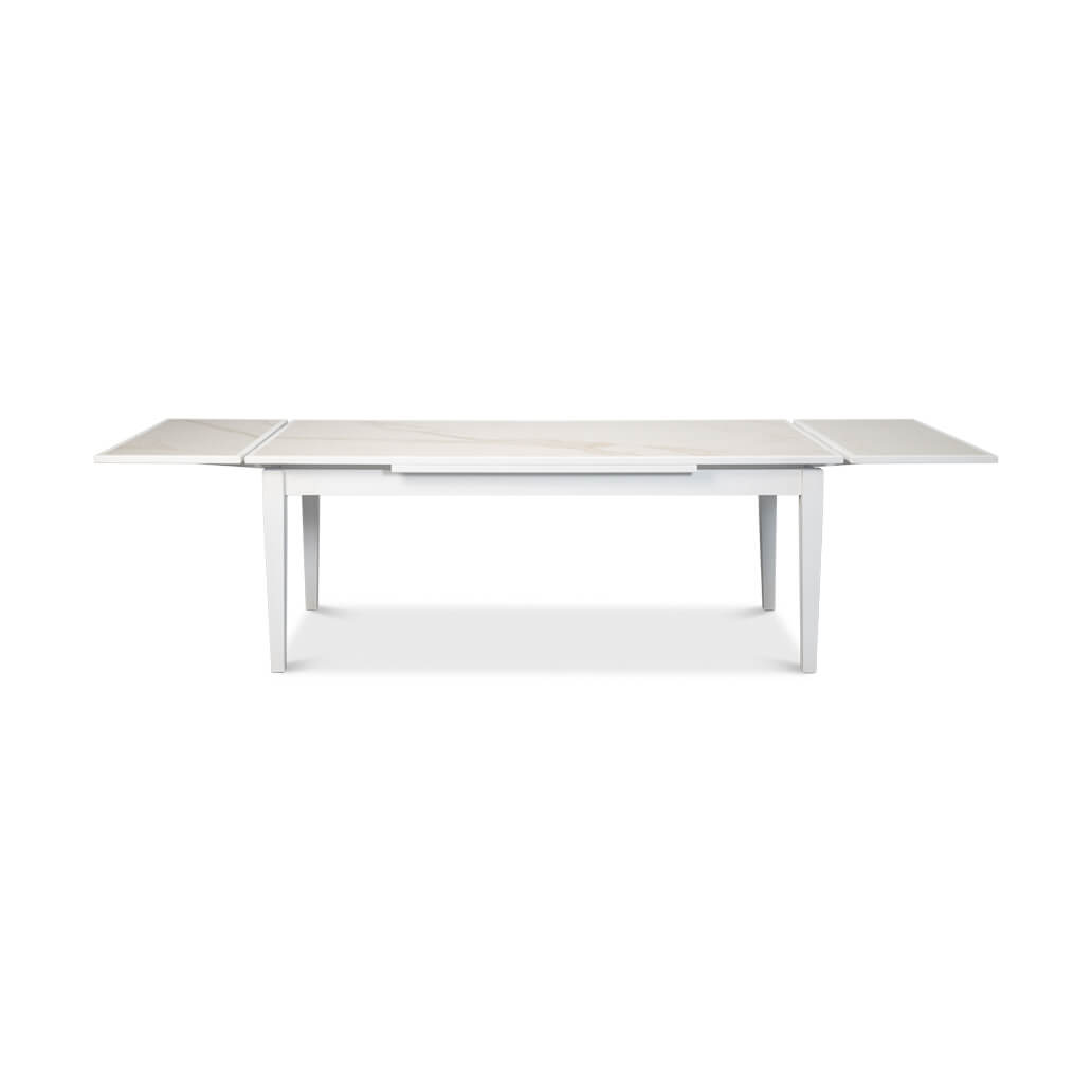 Long White Italian Draw Leaf Table - English Georgian America