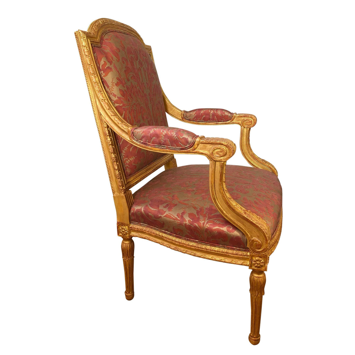 Louis XVI Carved Gitwood Fauteuil a La Reine - English Georgian America