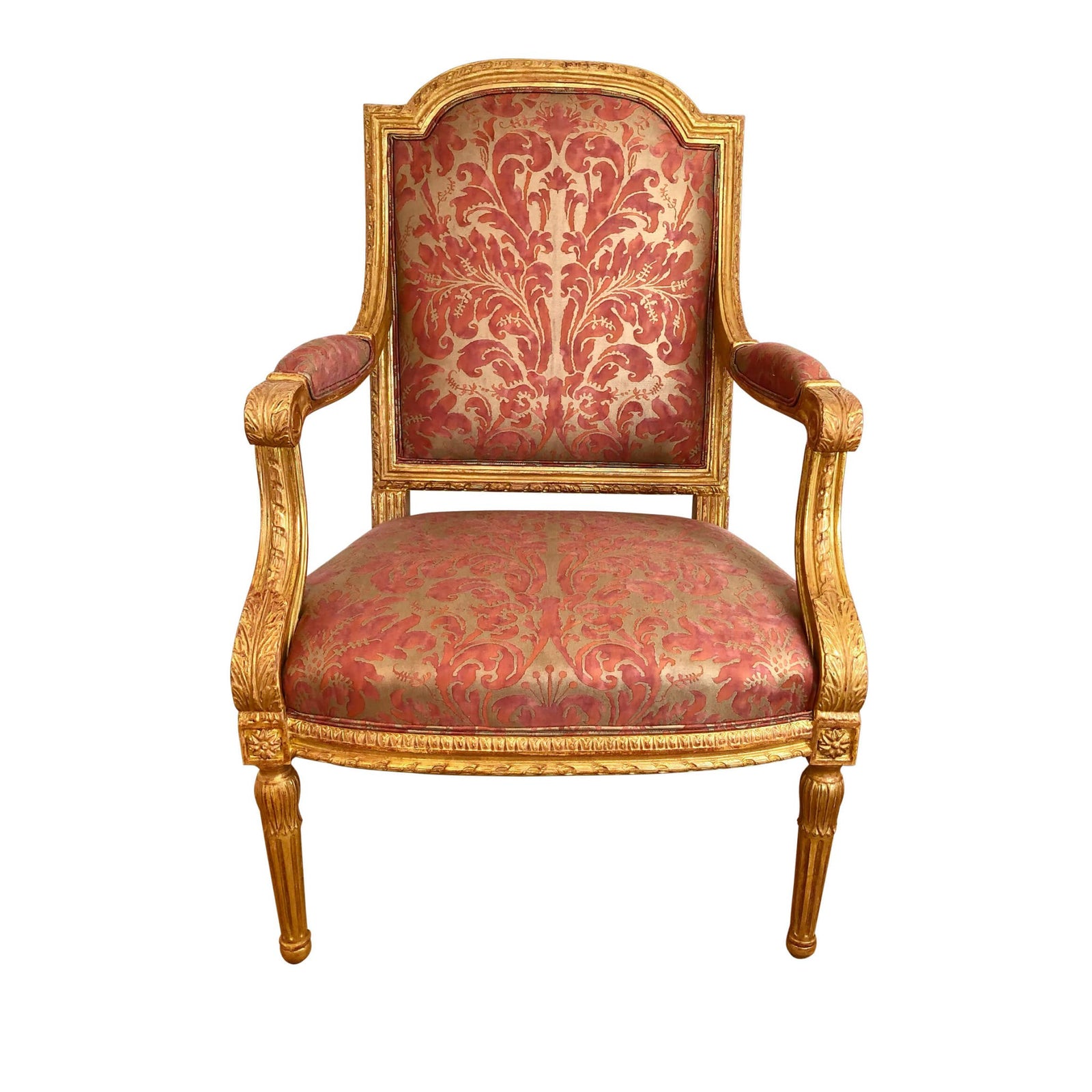 Louis XVI Carved Gitwood Fauteuil a La Reine - English Georgian America