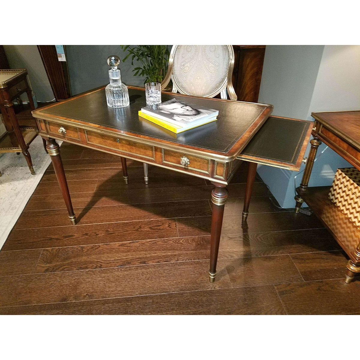 Louis XVI Leather Top Mahogany Desk - English Georgian America