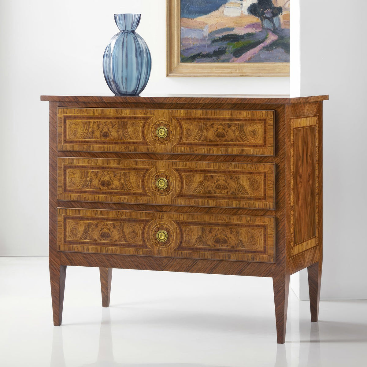 Louis XVI Style Burl Nightstand - English Georgian America