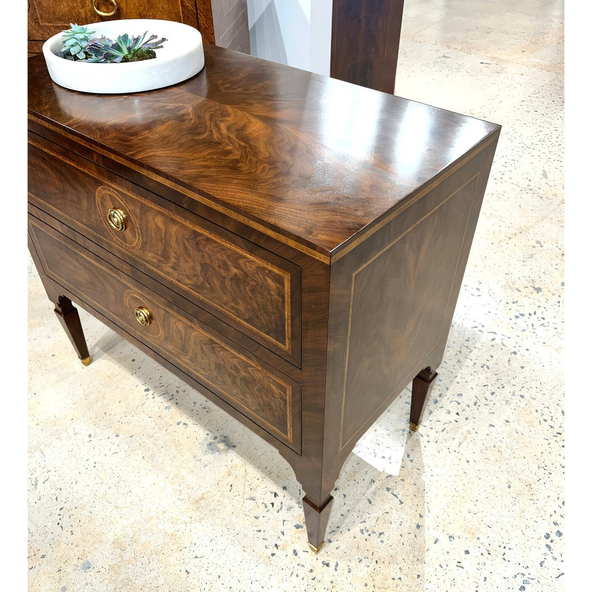 Louis XVI Style Inlaid Bedside Chest - English Georgian America