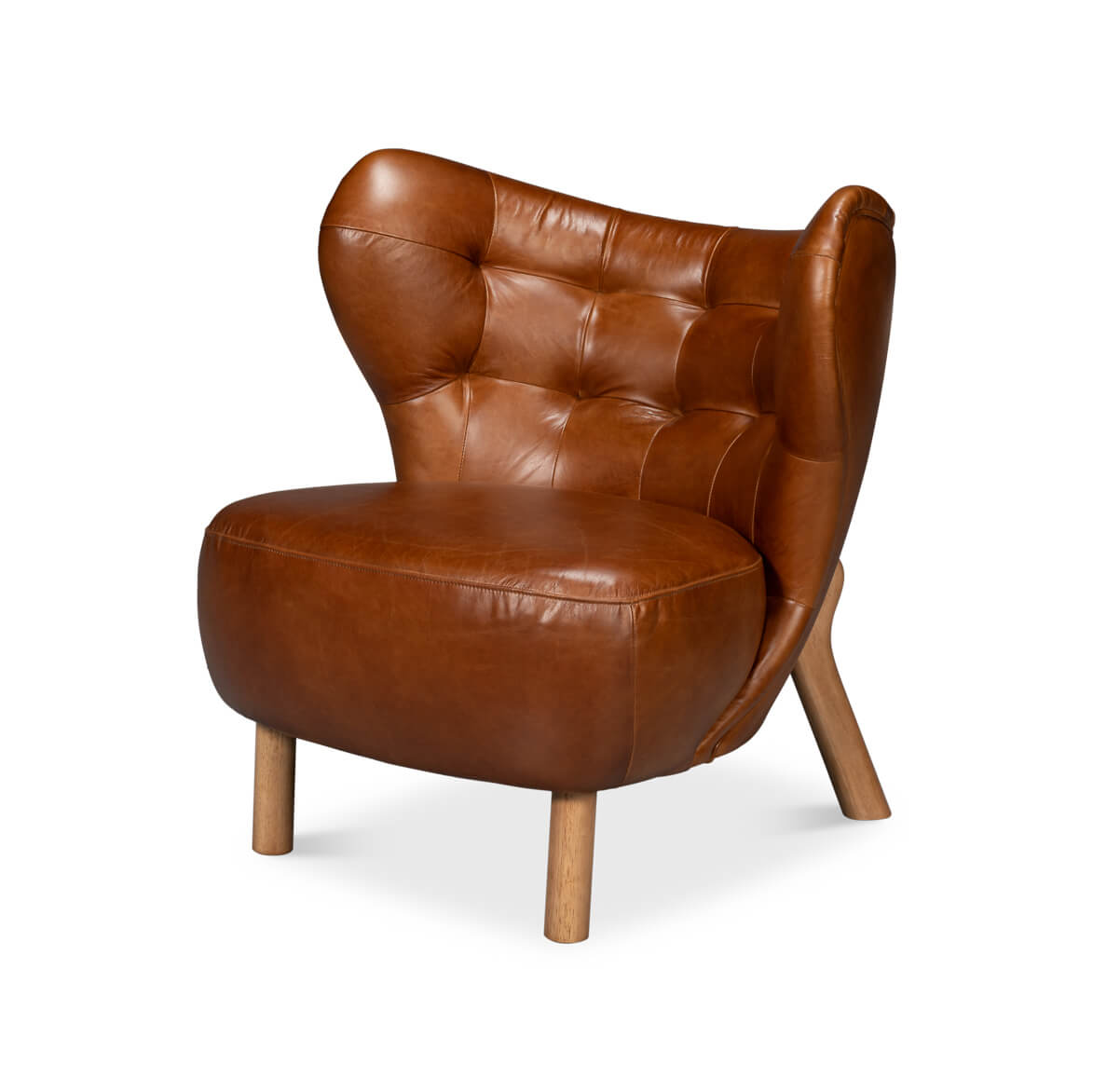 Luxe Caramel Tufted Lounge Chair - English Georgian America