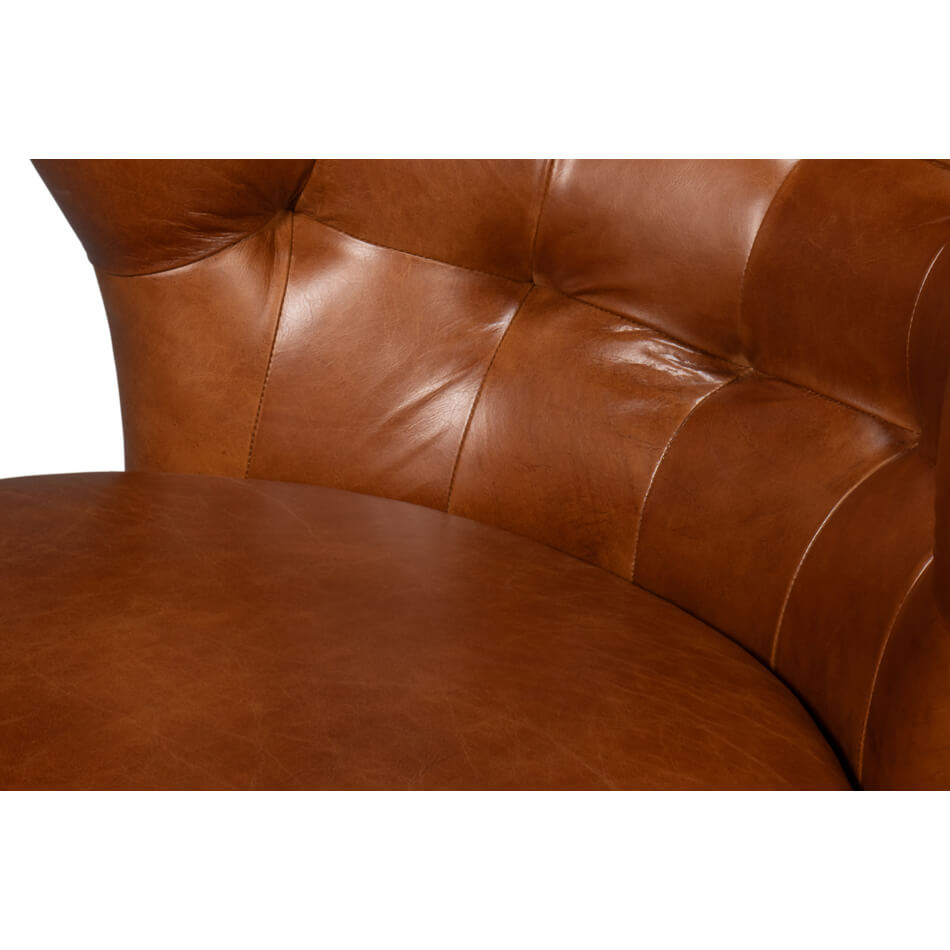 Luxe Caramel Tufted Lounge Chair - English Georgian America