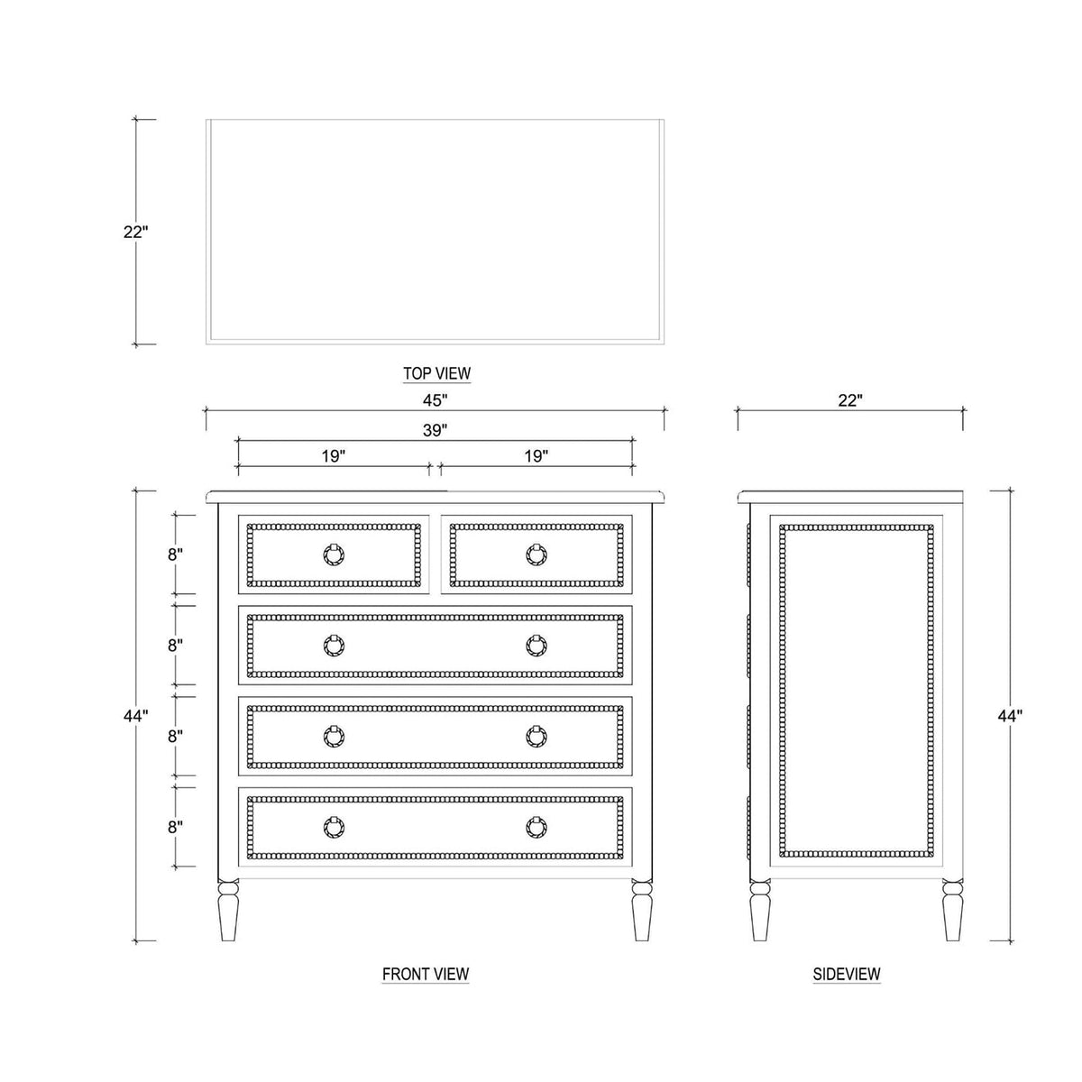 Mahogany Antique Chest of Drawers - English Georgian America