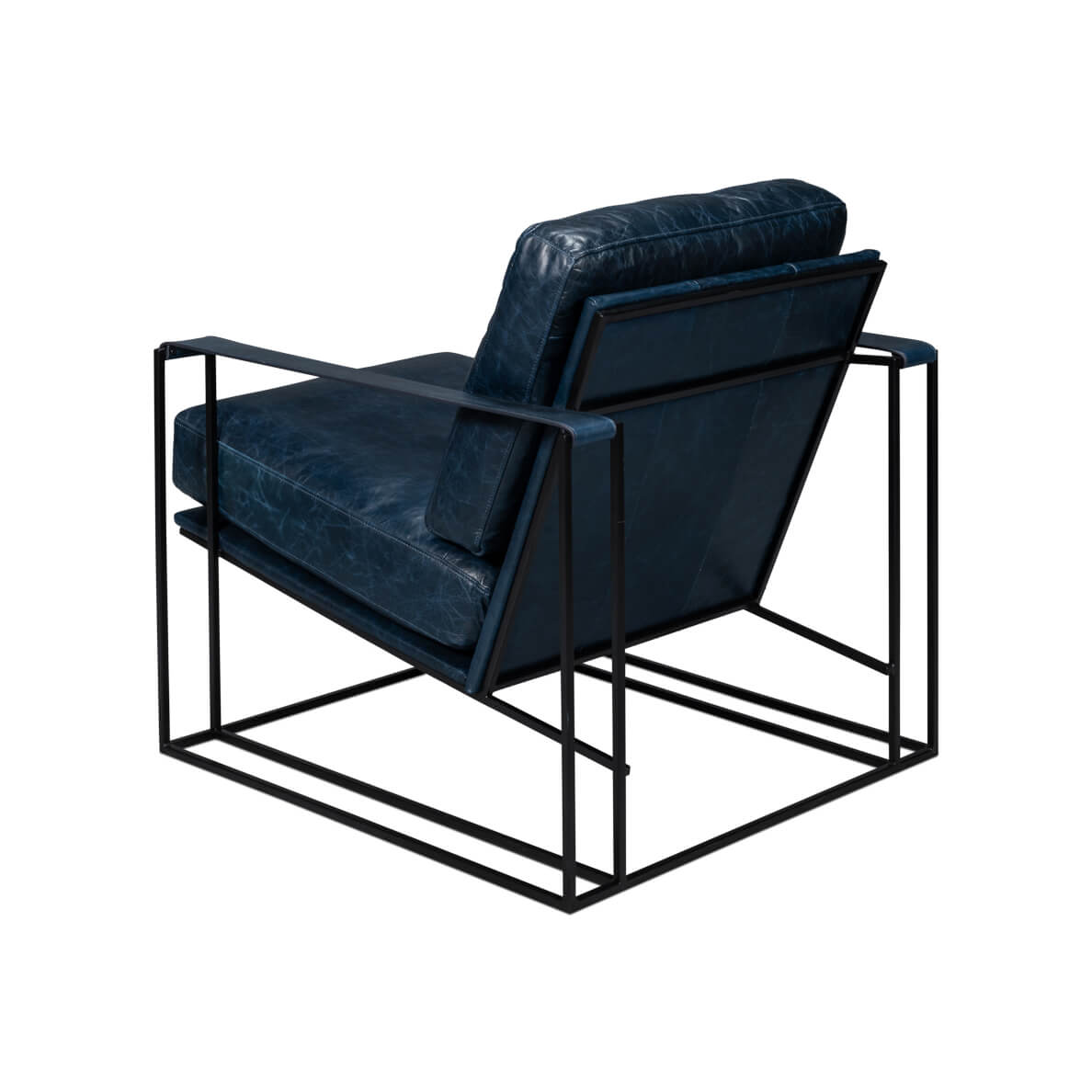 Manhattan Blue Leather Armchair - English Georgian America