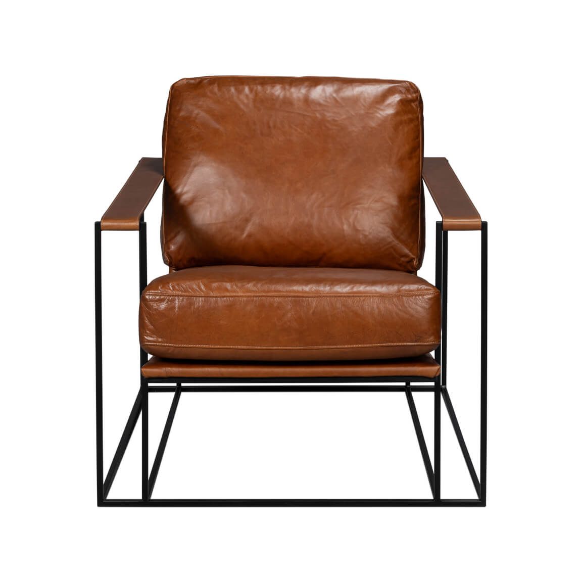 Manhattan Brown Leather Armchair - English Georgian America
