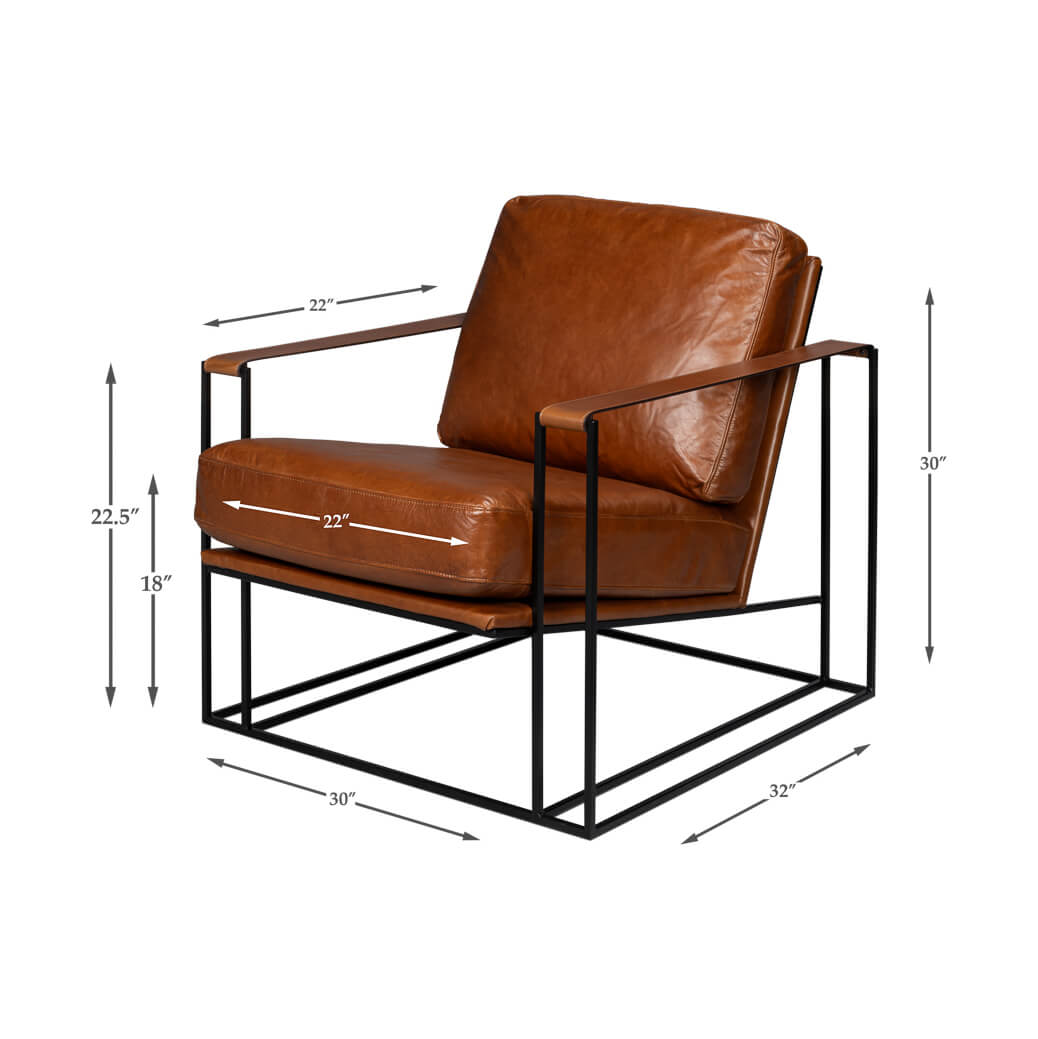 Manhattan Brown Leather Armchair - English Georgian America