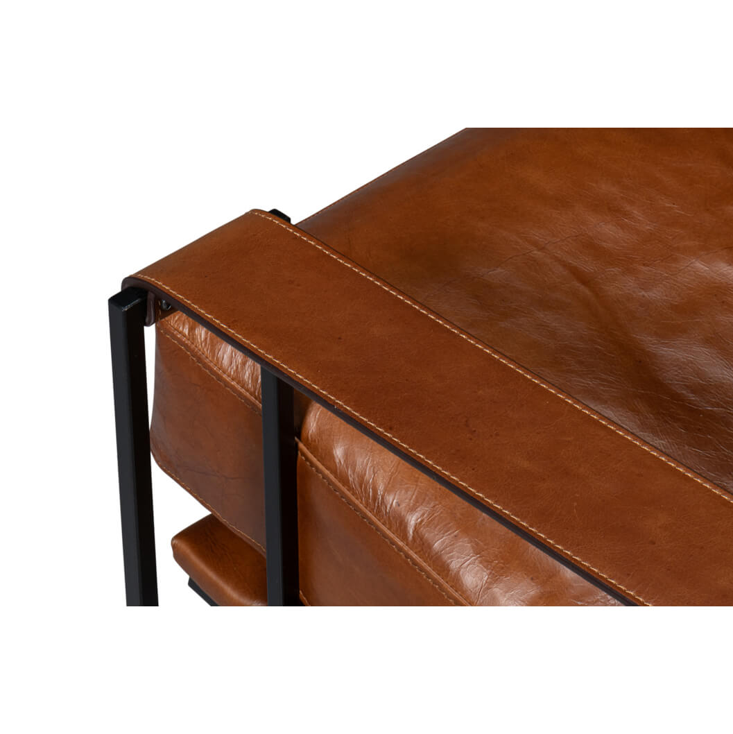 Manhattan Brown Leather Armchair - English Georgian America