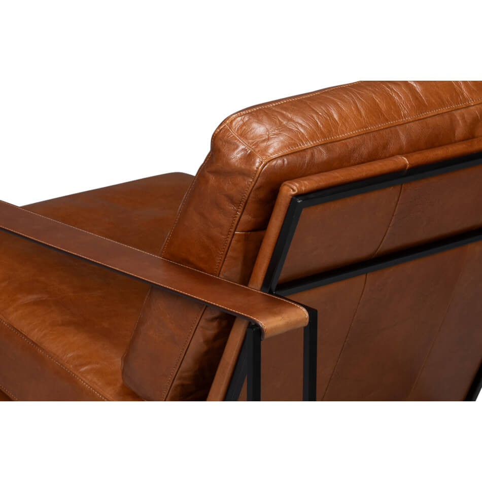 Manhattan Brown Leather Armchair - English Georgian America