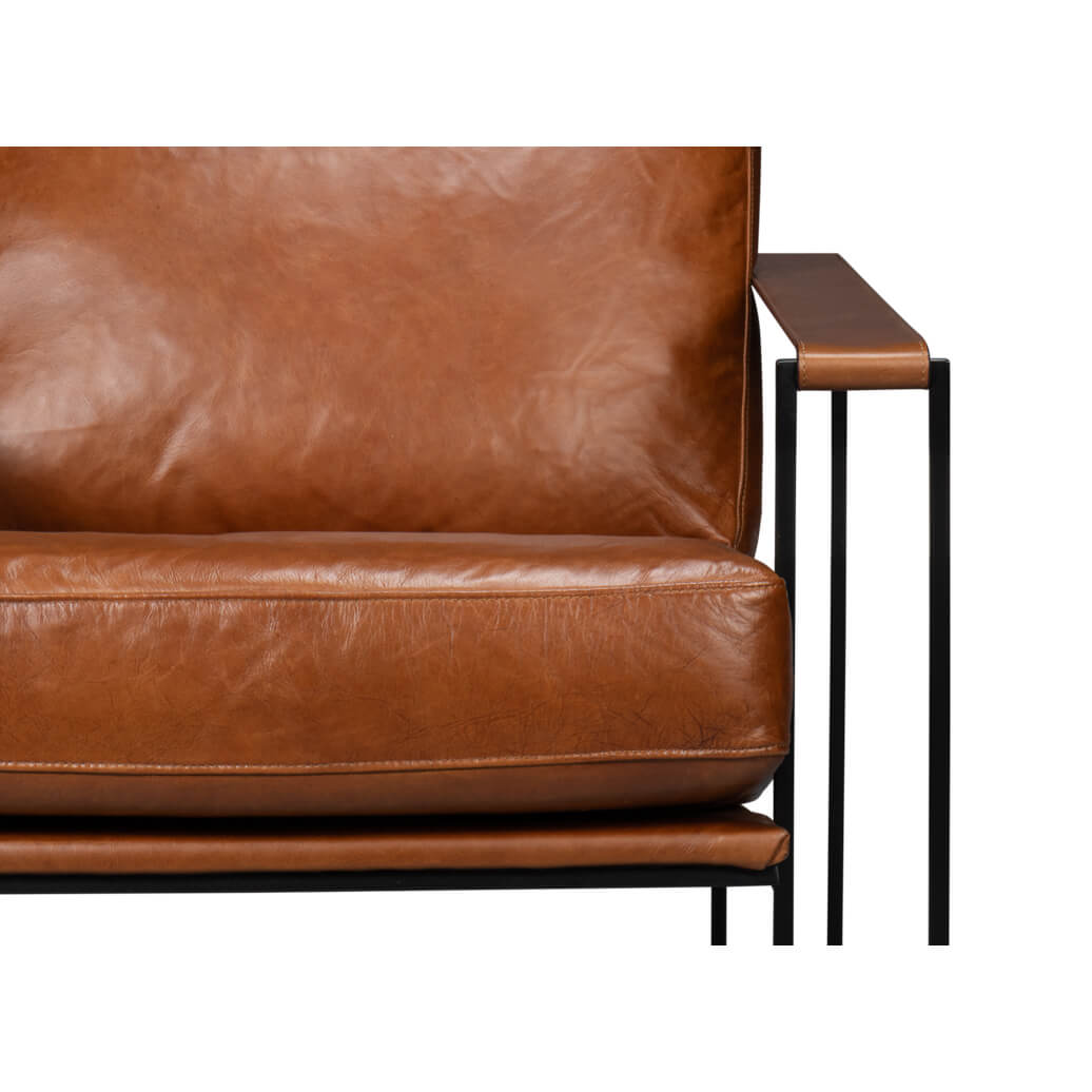 Manhattan Brown Leather Armchair - English Georgian America