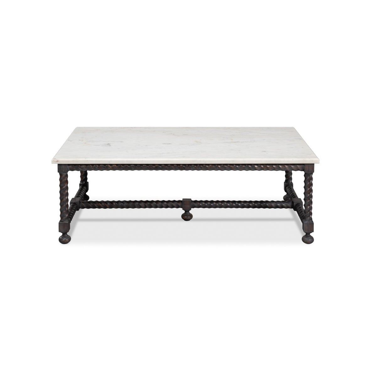 Marble Top Coffee Table with Barley Twist Base - English Georgian America