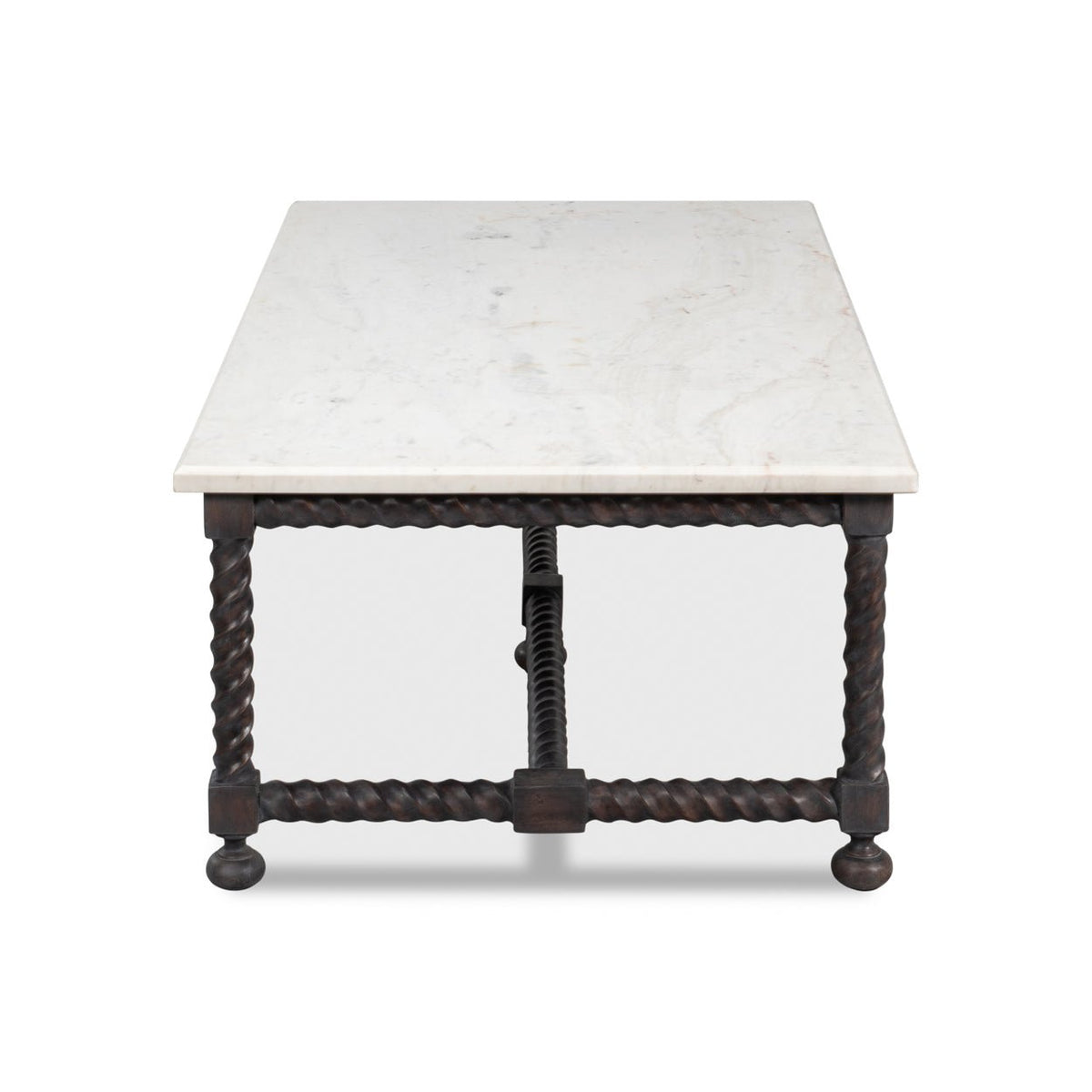 Marble Top Coffee Table with Barley Twist Base - English Georgian America