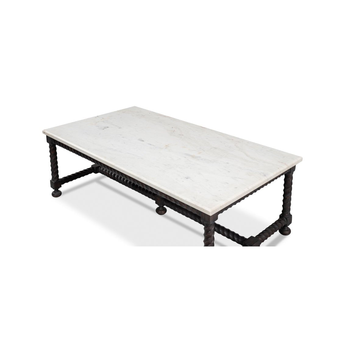 Marble Top Coffee Table with Barley Twist Base - English Georgian America