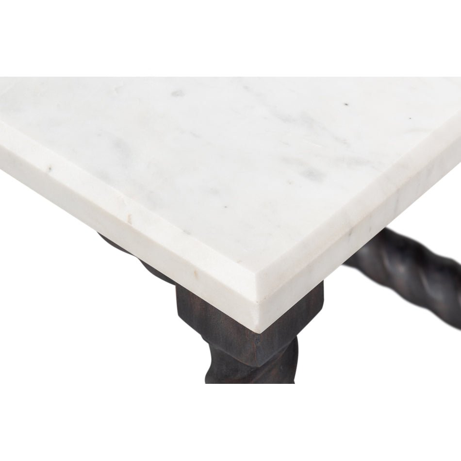 Marble Top Coffee Table with Barley Twist Base - English Georgian America