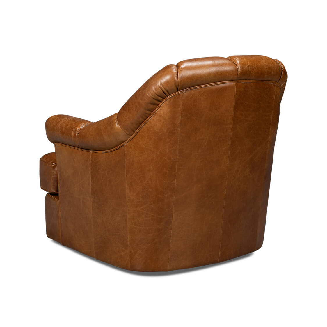 Medium Brown Leather Swivel Chair - English Georgian America