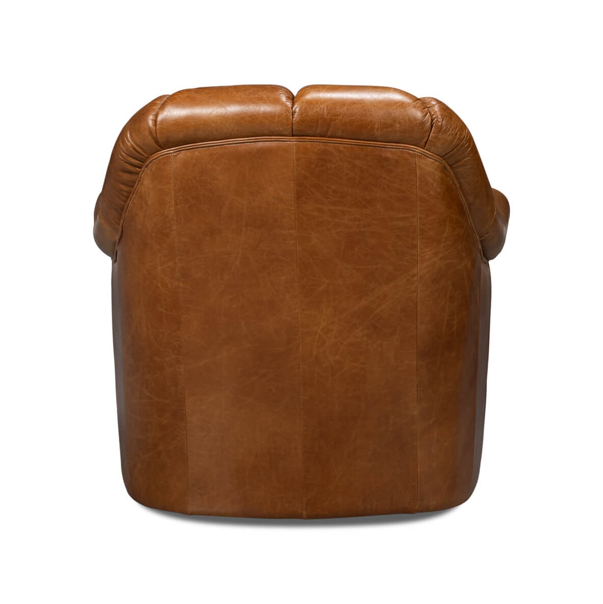 Medium Brown Leather Swivel Chair - English Georgian America