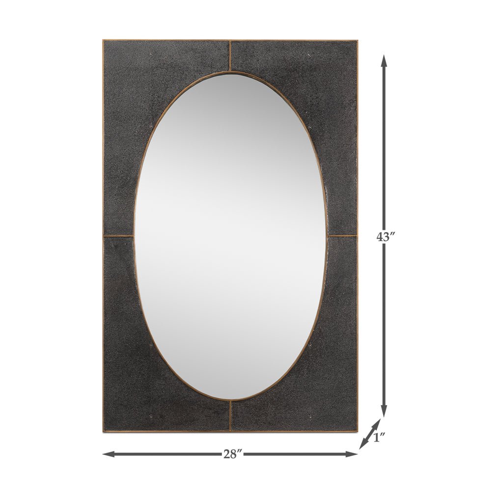 Mid Century Antique Grey Leather Mirror - English Georgian America