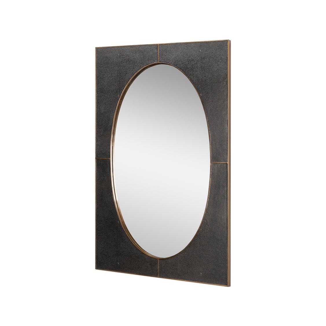 Mid Century Antique Grey Leather Mirror - English Georgian America
