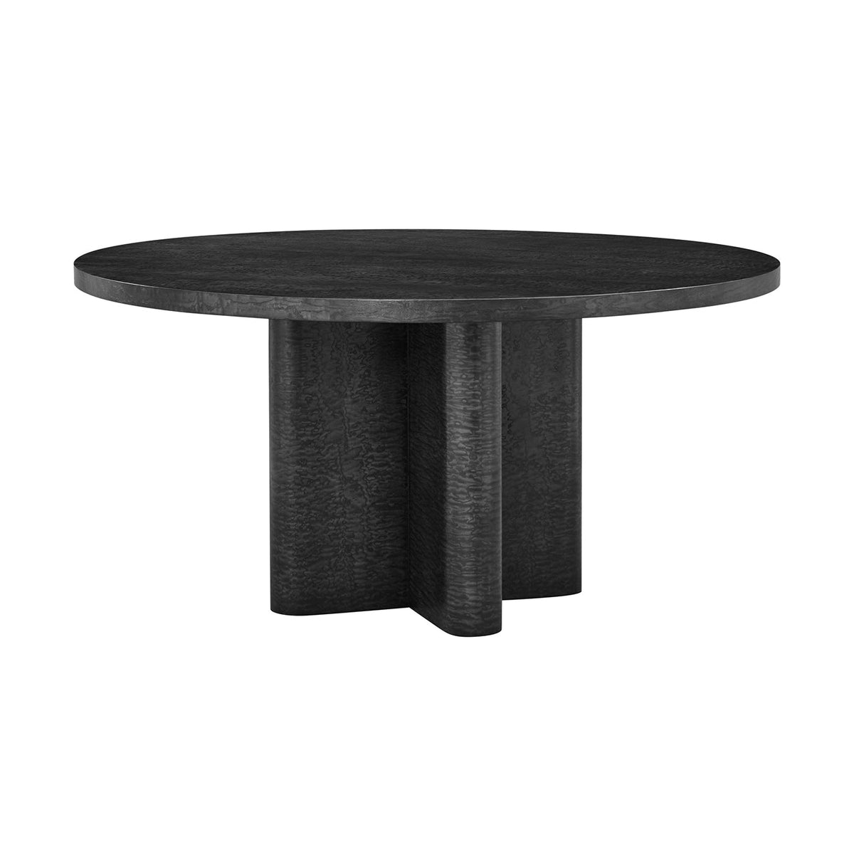 Mid Century Black Burl Round Dining Table - English Georgian America