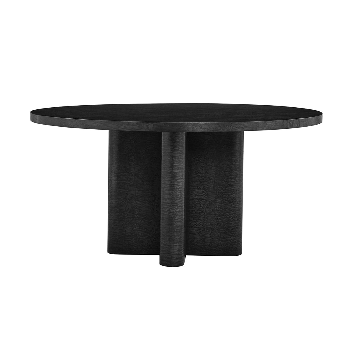 Mid Century Black Burl Round Dining Table - English Georgian America