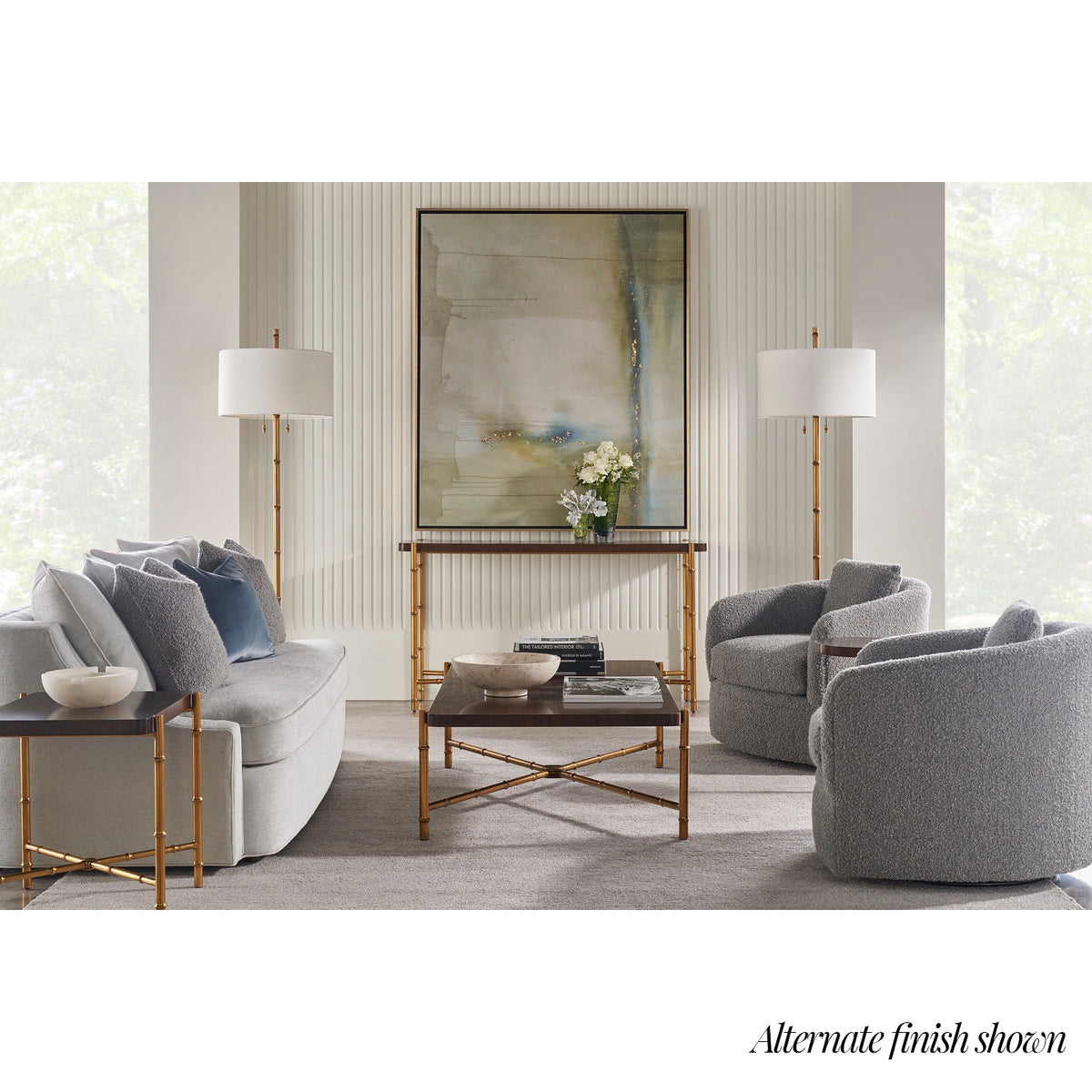 Mid Century Black Burl Top Coffee Table - English Georgian America