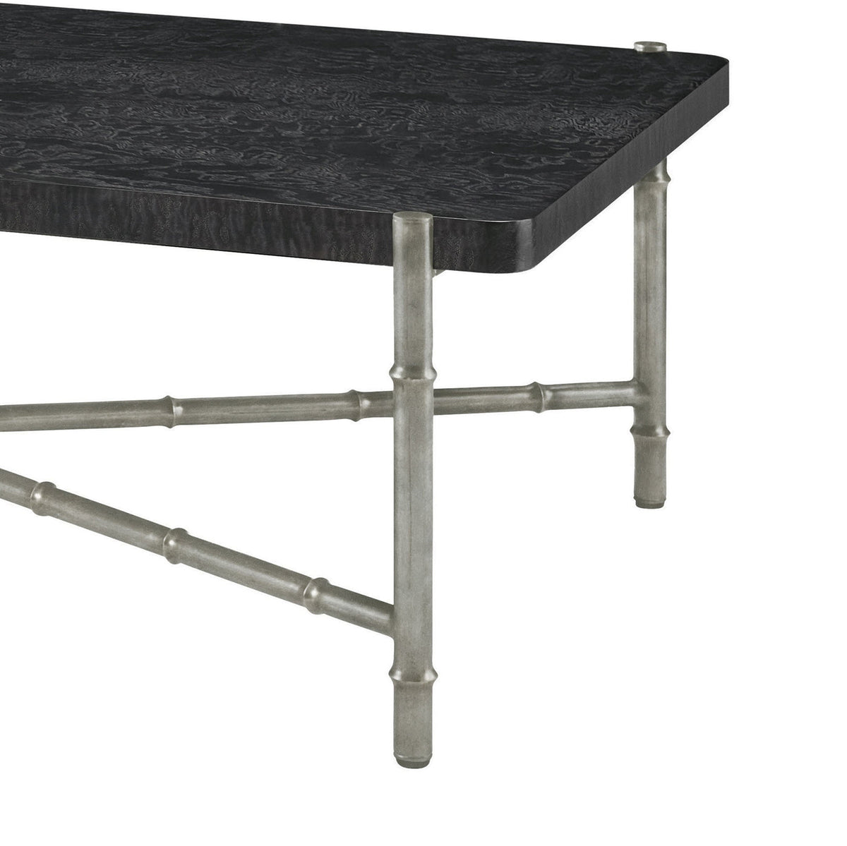 Mid Century Black Burl Top Coffee Table - English Georgian America