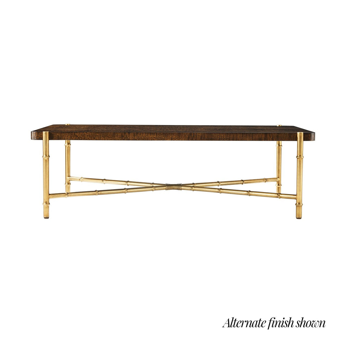 Mid Century Black Burl Top Coffee Table - English Georgian America