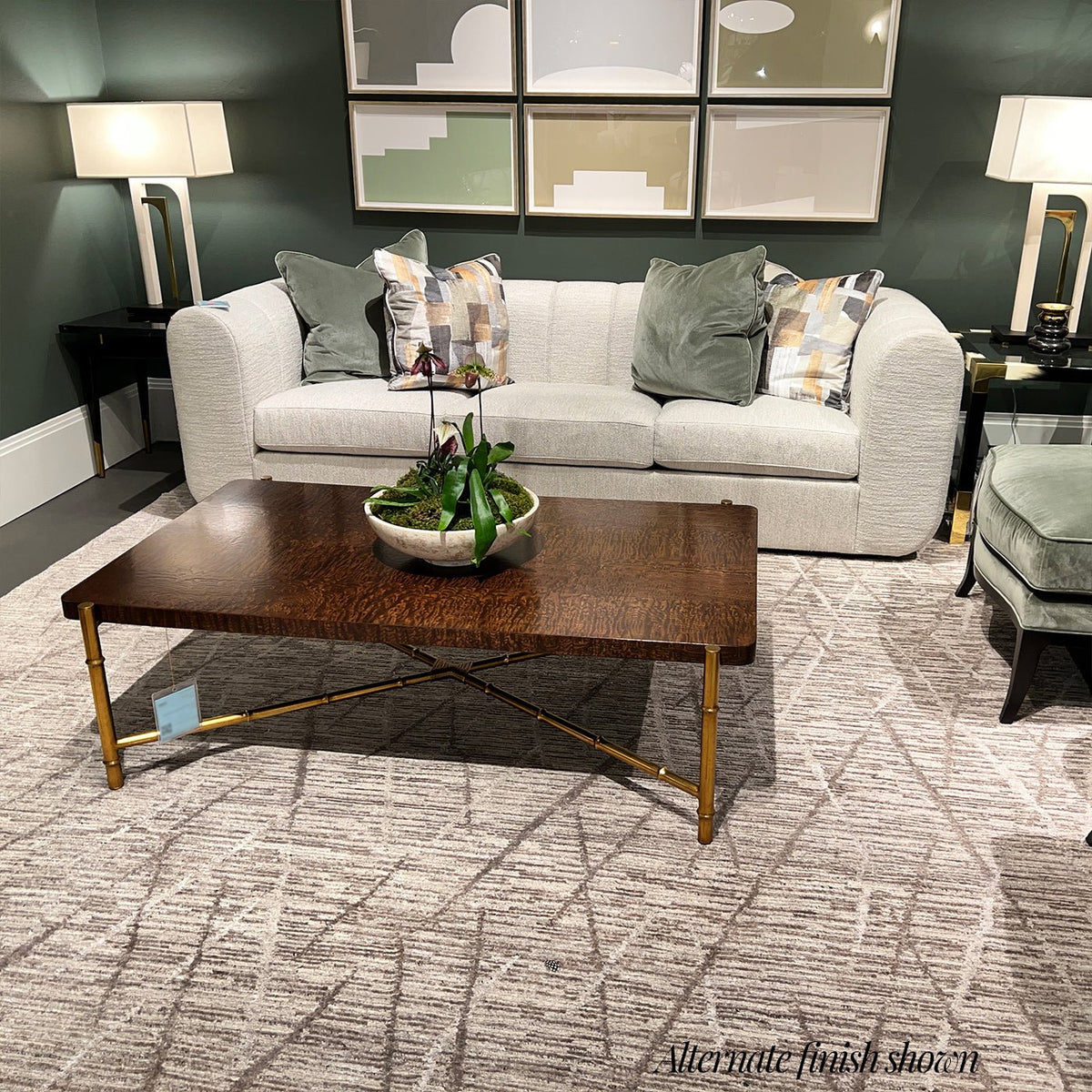 Mid Century Black Burl Top Coffee Table - English Georgian America