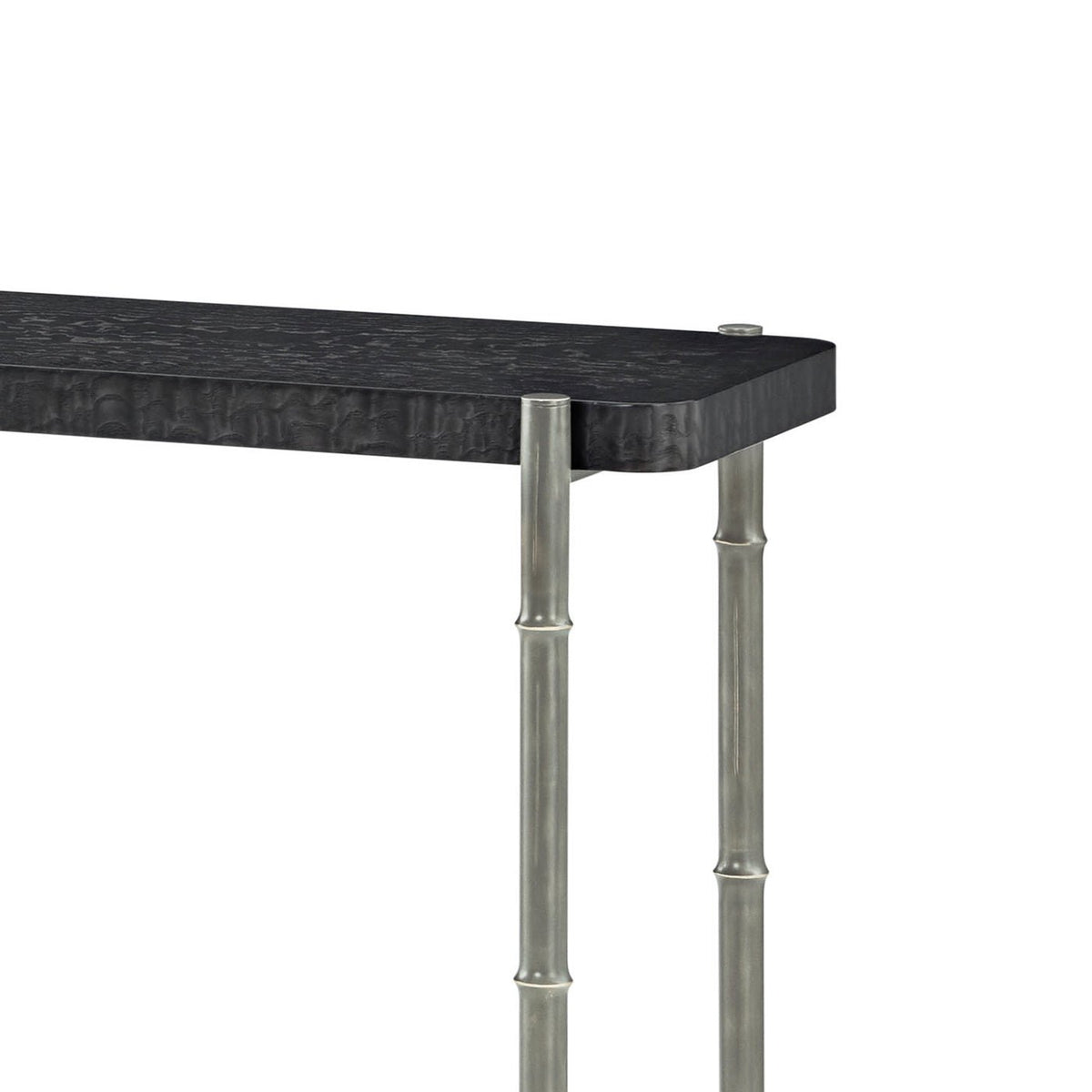 Mid Century Black Burl Top Console Table - English Georgian America