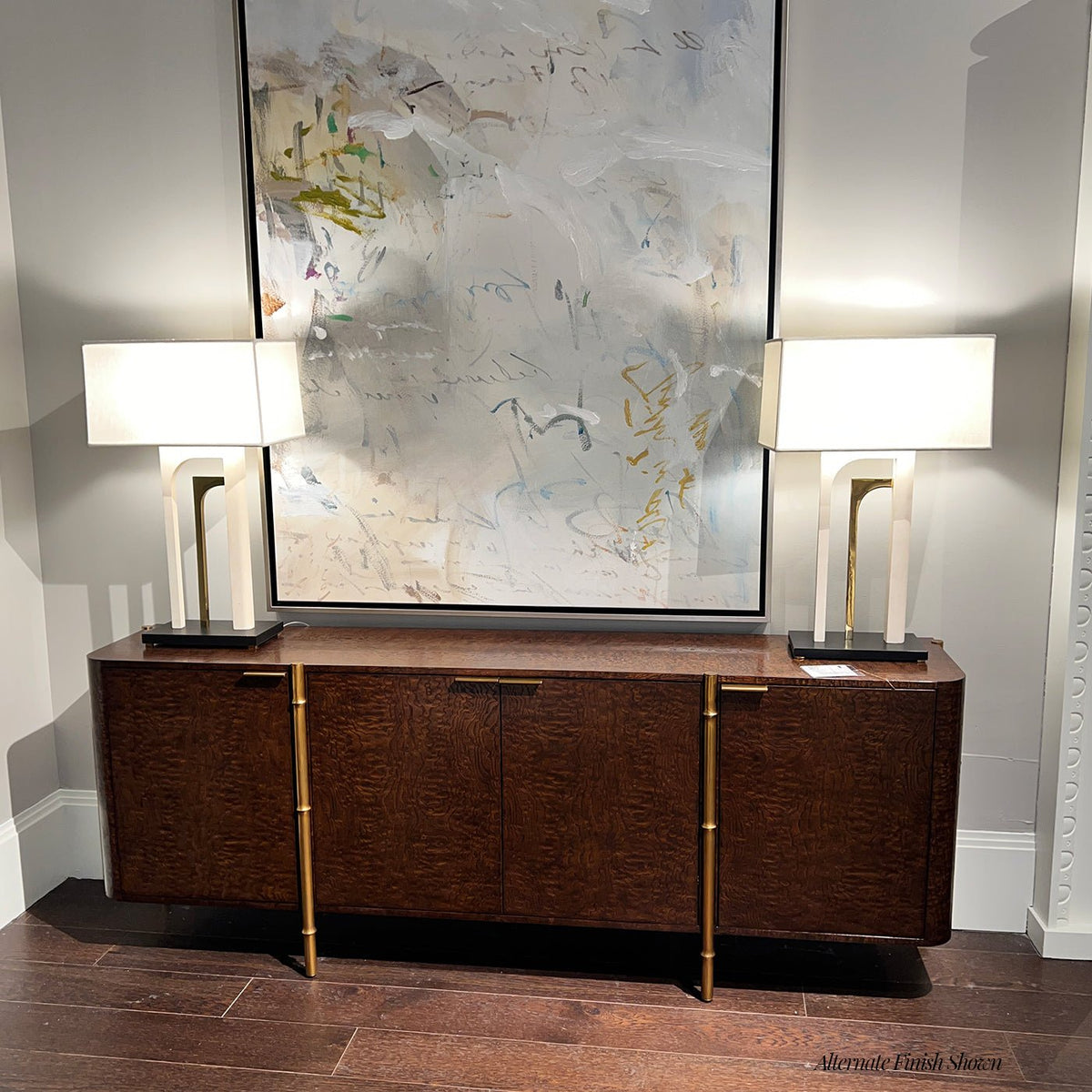 Mid Century Black Burl Wood Sideboard - English Georgian America
