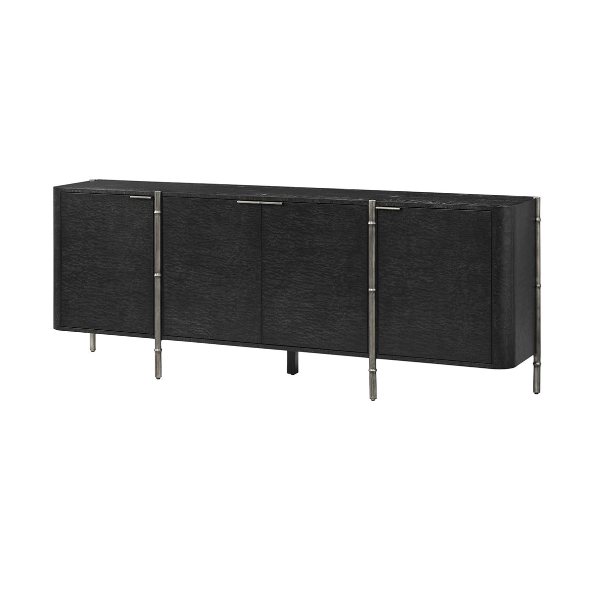 Mid Century Black Burl Wood Sideboard - English Georgian America