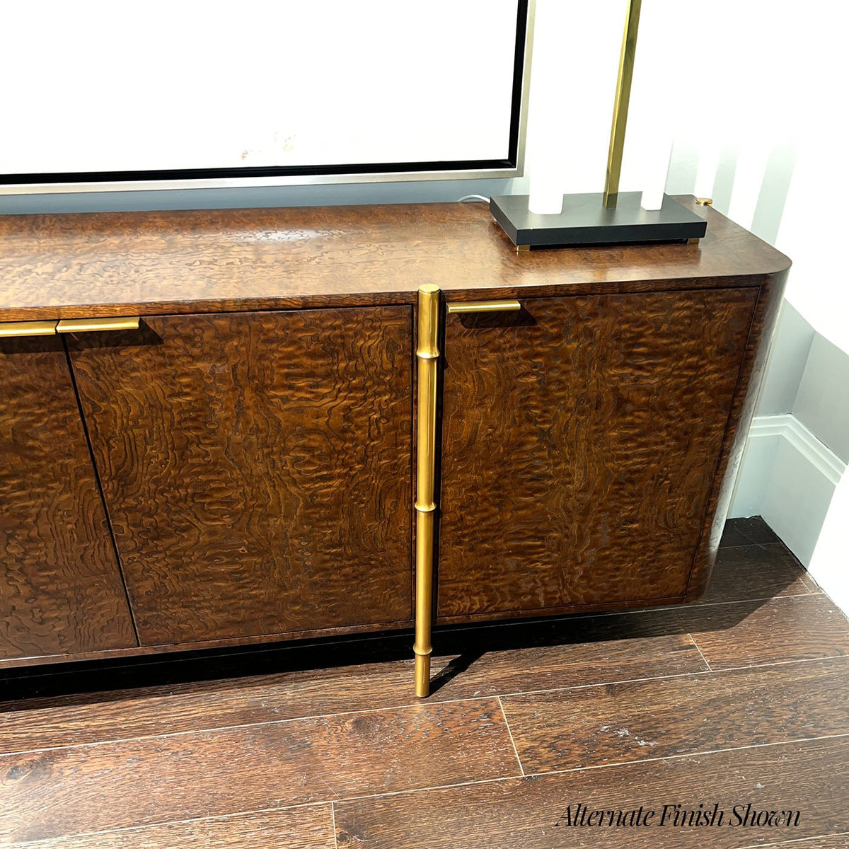 Mid Century Black Burl Wood Sideboard - English Georgian America
